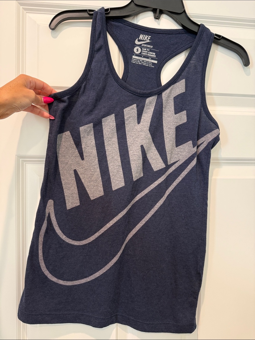 Nike Navy and Light Gray Graphic Racerback Tank